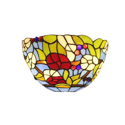 Tiffany Floral Wall Sconce Light Stained Glass Indoor Wall Mount Light for Living Room