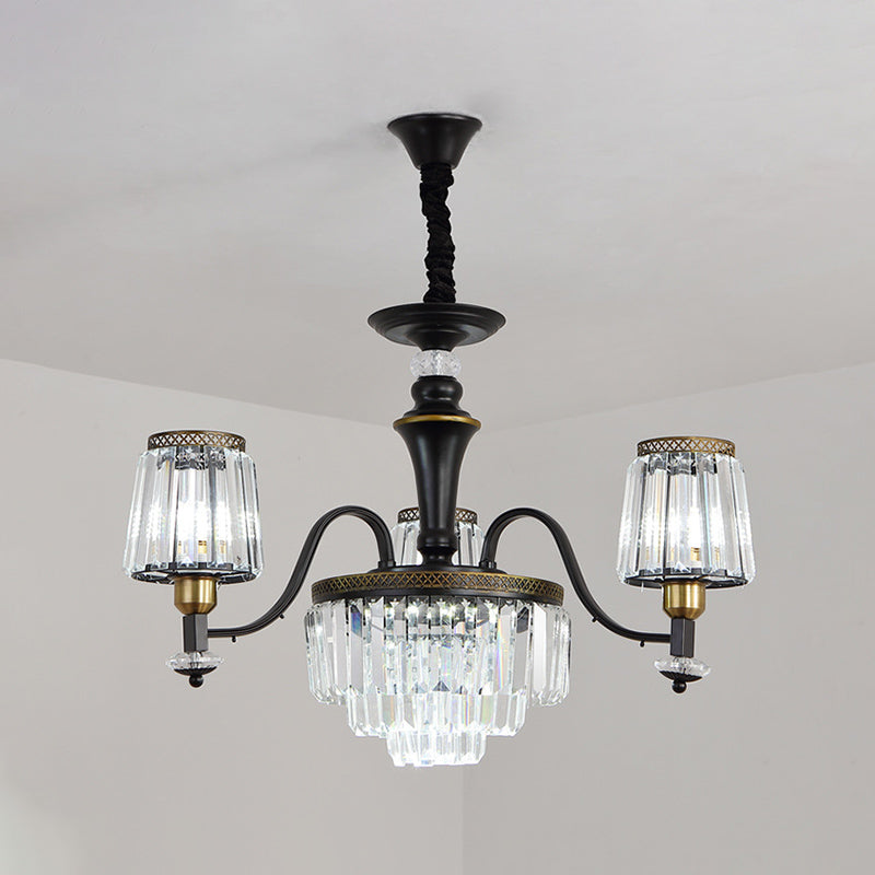Black Black Crystal Block Vintage Light Vintage Light Vintage Lampada lampadario lampadario lampadario lampadario sala da pranzo