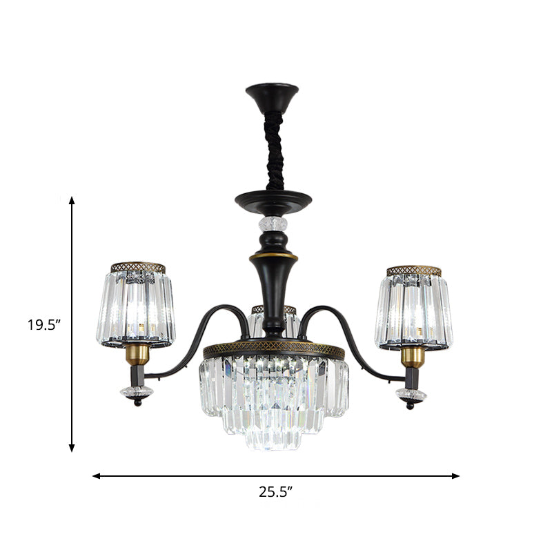 Black Black Crystal Block Vintage Light Vintage Light Vintage Lampada lampadario lampadario lampadario lampadario sala da pranzo