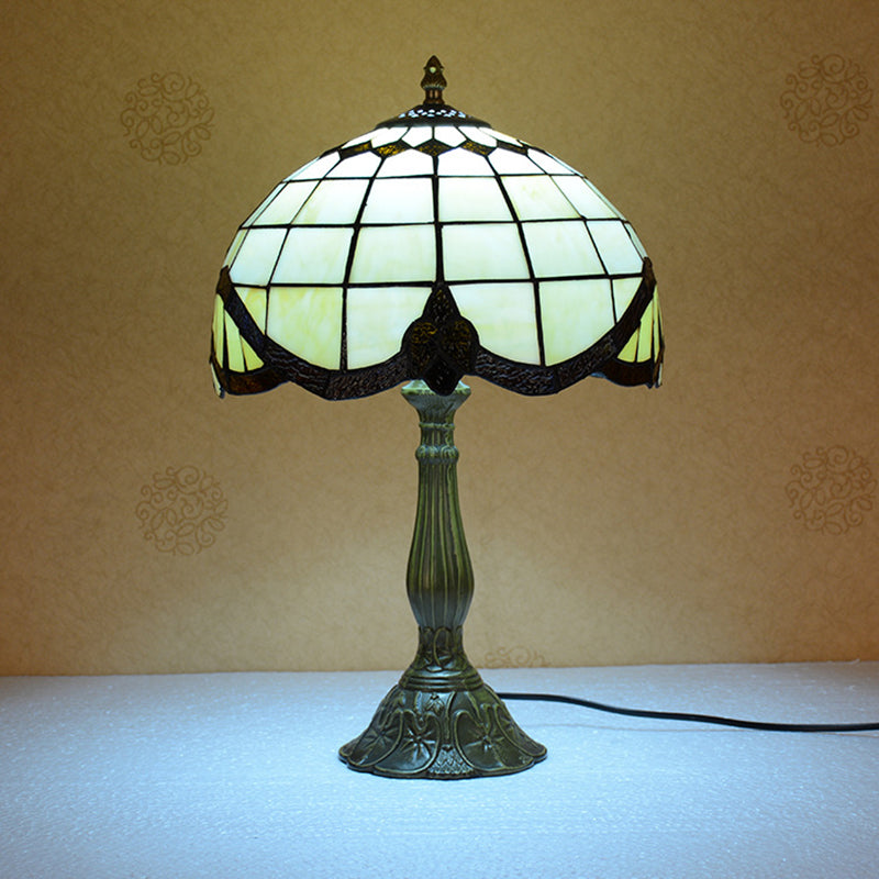 1 Glühbirnen handgefertigte Netznachtlampe Tiffany Bronze Buntglas Tischlicht für Schlafzimmer
