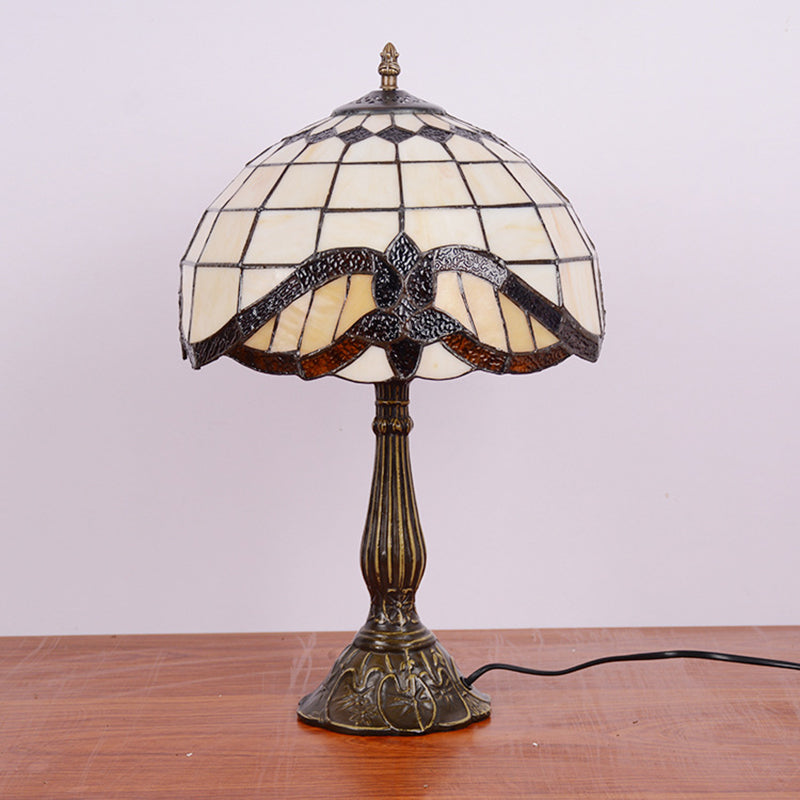 1 Glühbirnen handgefertigte Netznachtlampe Tiffany Bronze Buntglas Tischlicht für Schlafzimmer