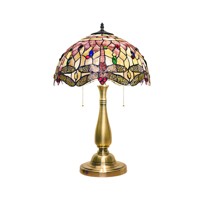 Lampe de nuit à coquille de nuance à dôme festonée