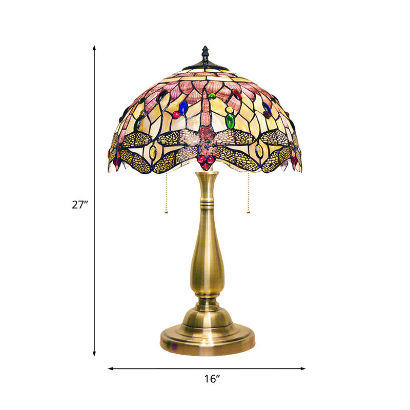 Lampe de nuit à coquille de nuance à dôme festonée