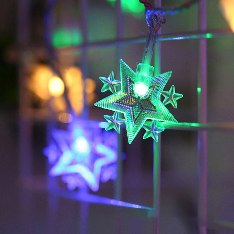 Clear Plastic Star Fiesta Light Nordic 20/40-Bulb LED String Lamp in Warm/White/Multi Color Light for Living Room, 3/6M