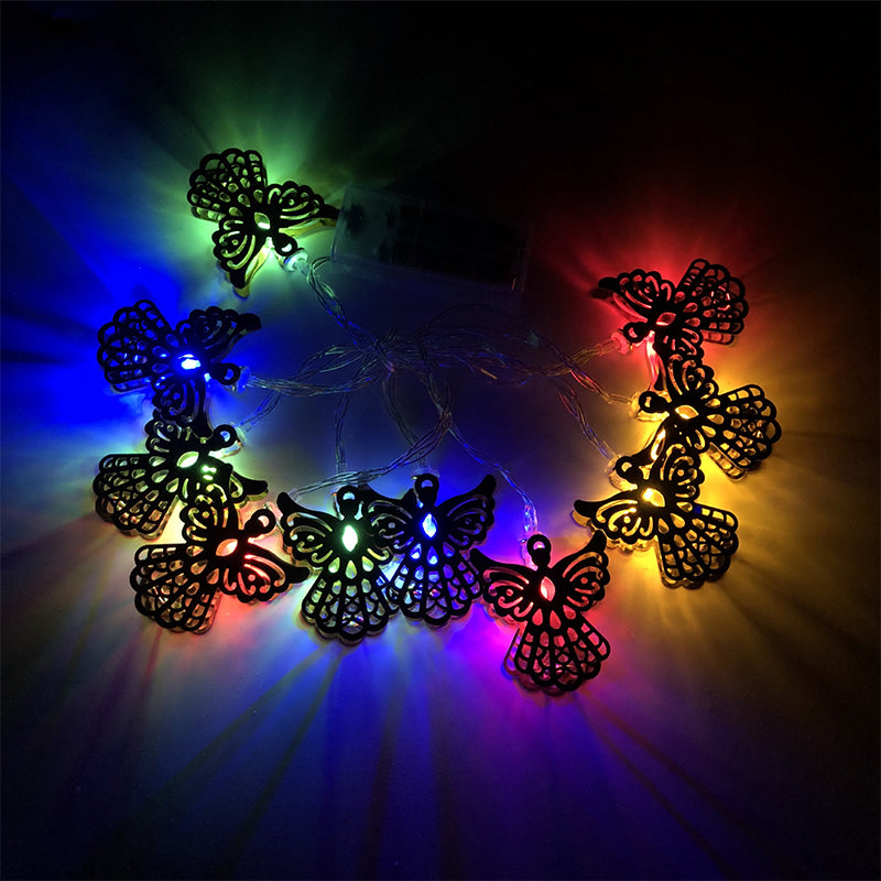 5.4 Ft Long Gold Angel Party Light Modern 10 Bulbs Iron LED Fairy Light String in Multi Color Light