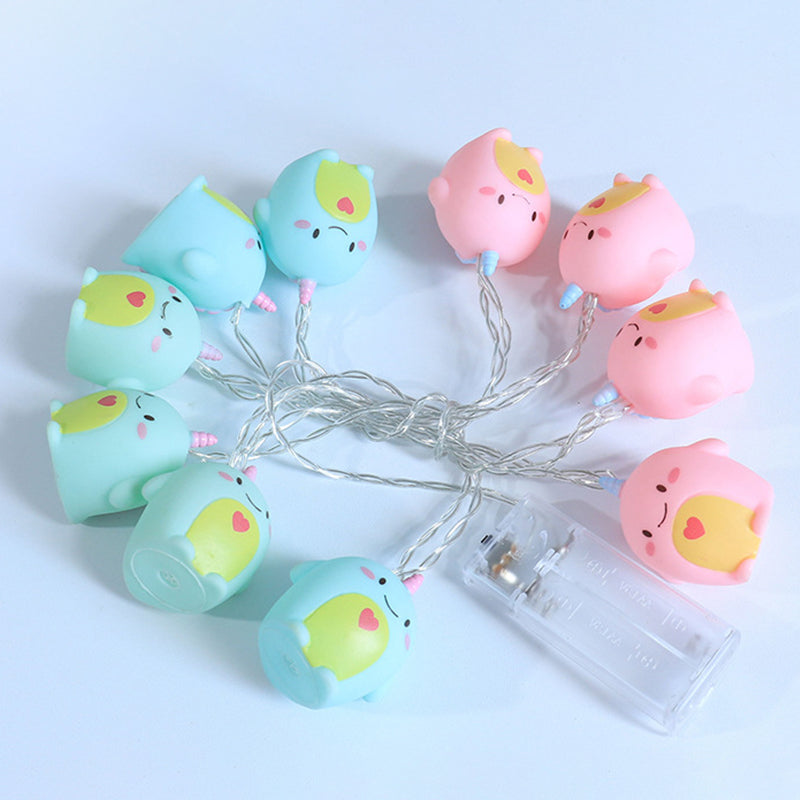 PVC-Einhorn/Kaninchen/Bär-Lichterkette für Kinder, 10 Lichter, mehrfarbige LED-Lichterkette, Ideen für Kinderzimmer, 4,9 Fuß lang