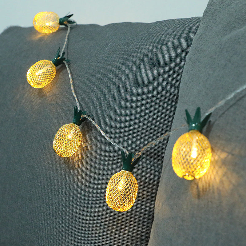 Iron Pineapple LED Light String Modernism 20/40 Bulbs Yellow Party Lighting with USB Charging, 9.8/19.6 Ft Long