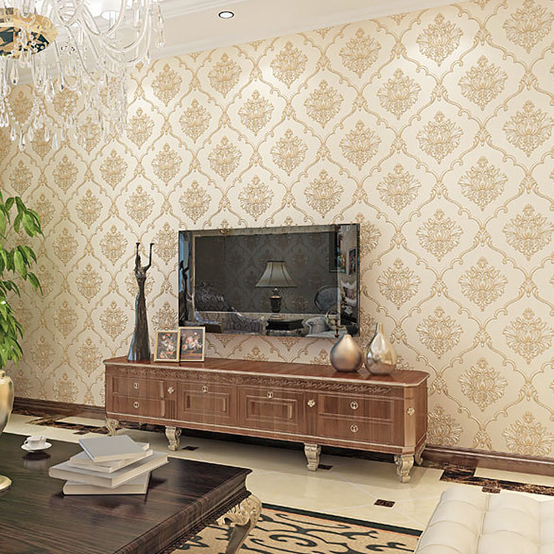 European Floral Design Wallpaper 33' x 20.5" Classic Damasque Wall Covering, Non-Pasted