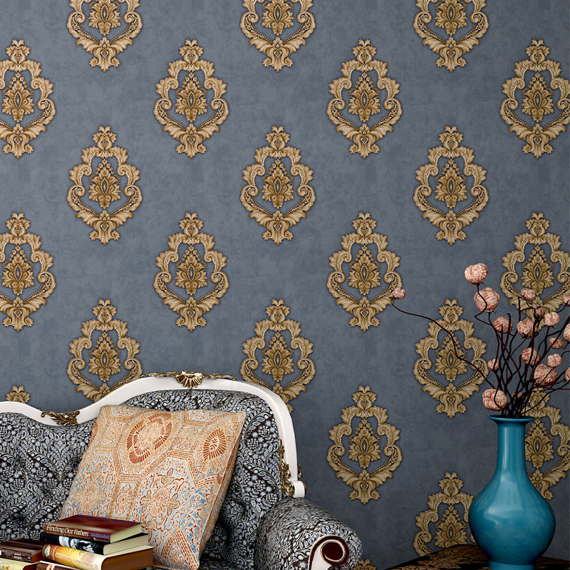 Vinyl Victorian Damask Wallpaper 33' x 20.5" Classic Non-Pasted Floral Wall Decor