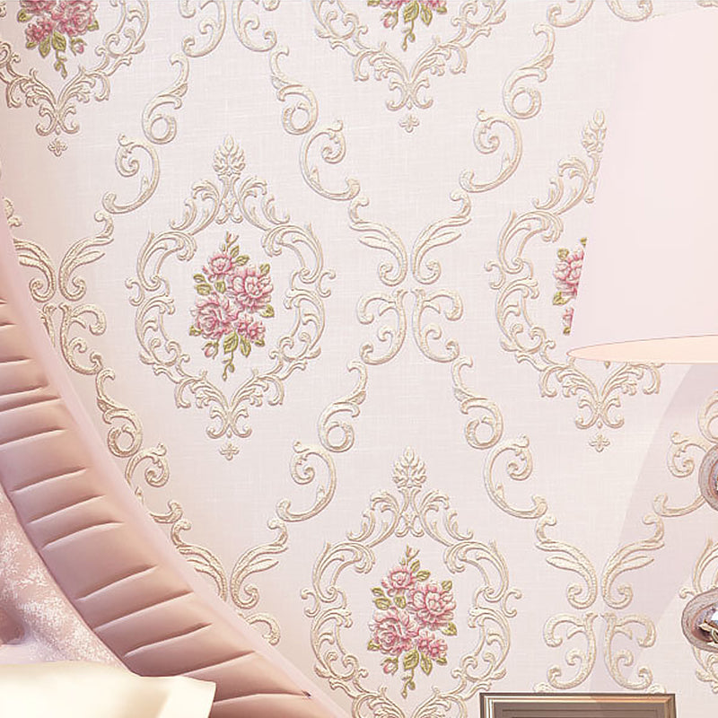 Flower Pattern Non-Woven Wallpaper 33'L x 20.5"W Decorative Non-Pasted Wall Covering in Pastel Color