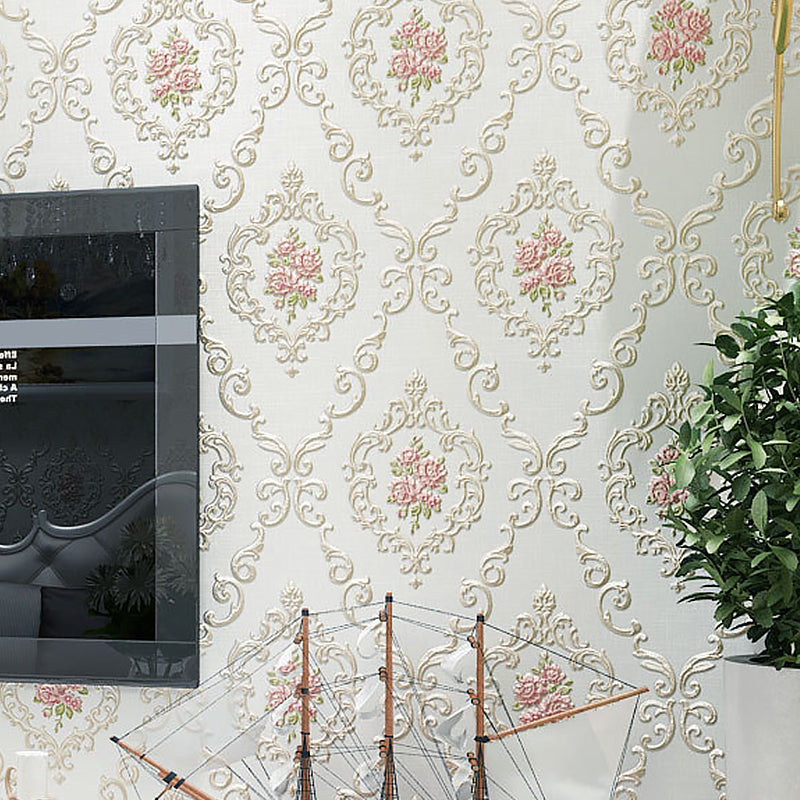 Flower Pattern Non-Woven Wallpaper 33'L x 20.5"W Decorative Non-Pasted Wall Covering in Pastel Color