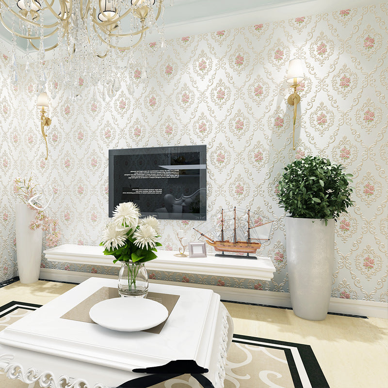 Flower Pattern Non-Woven Wallpaper 33'L x 20.5"W Decorative Non-Pasted Wall Covering in Pastel Color