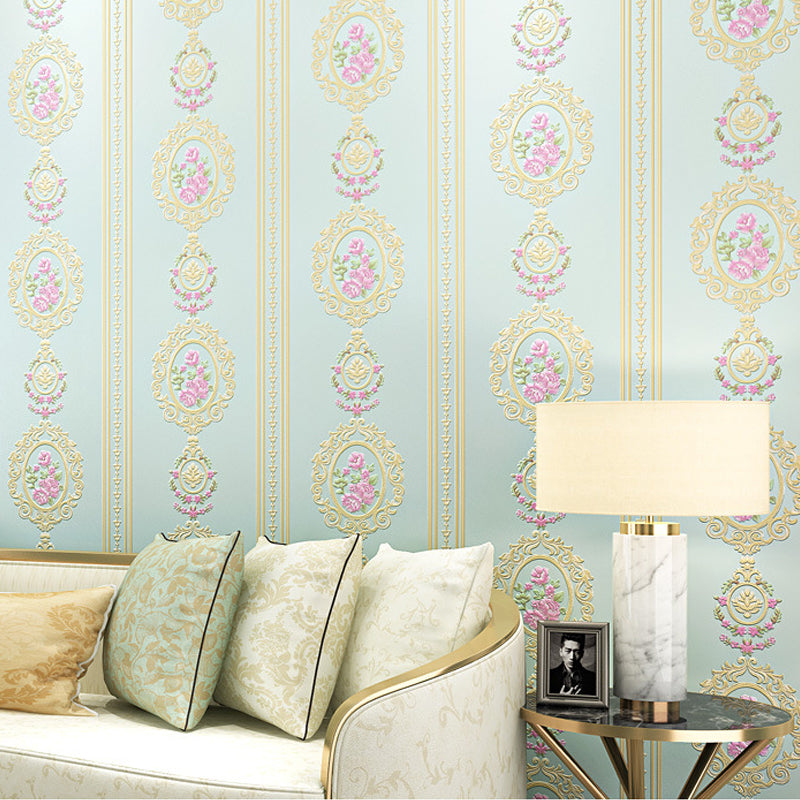 Pastel Pink Classic Flower Wallpaper for Girls' Bedroom, 57.1 sq ft.