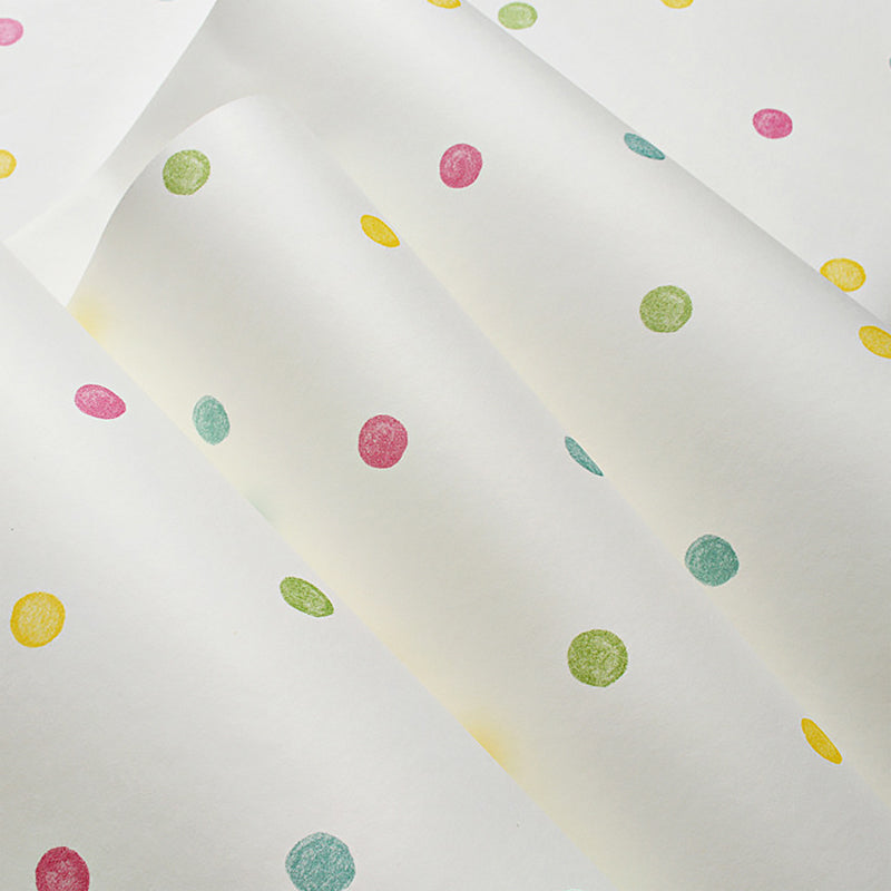 Beige Polka Dots Wallpaper for Kids' Bedroom 33' by 20.5" Non-Woven Moisture-Resistant