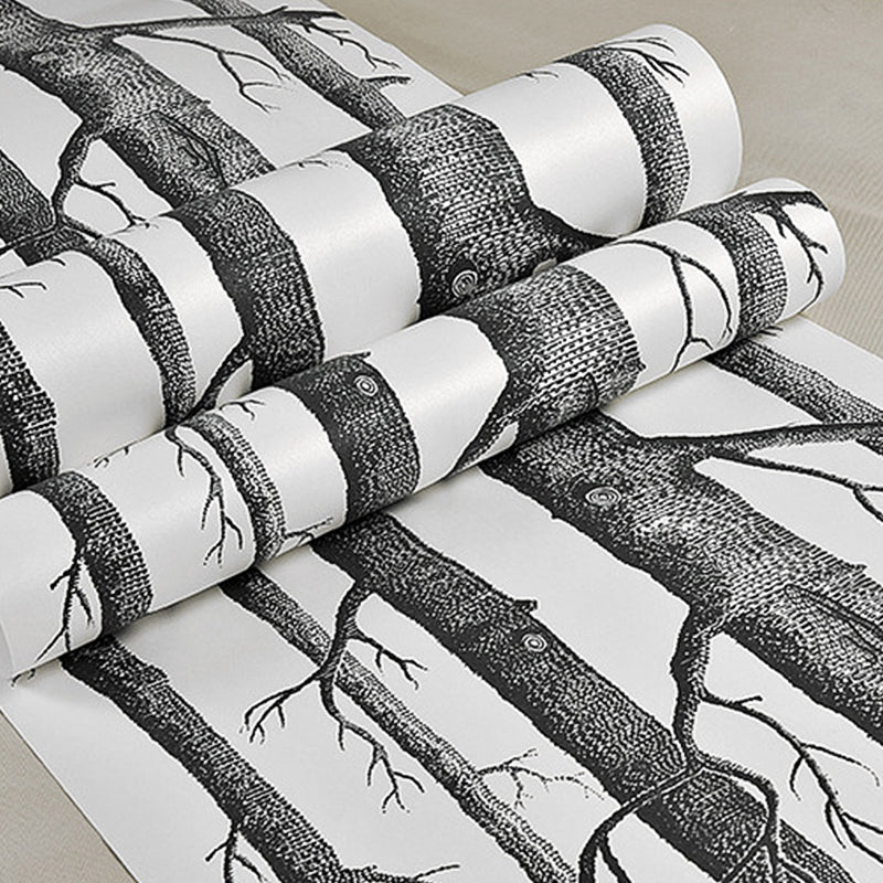 Grey Birch Tree Wallpaper 33'L x 20.5"W Non-Pasted Stain-Resistant