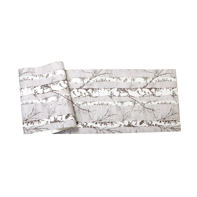 Nordic Forest and Trees Wallpaper in White Water-Resistant Non-Pasted Wall Decor 20.5"W x 33'L