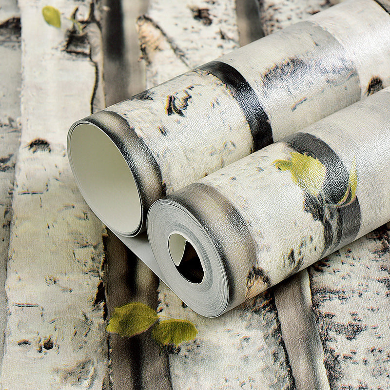 Rustic Birch Wallpaper Non-Pasted Wall Covering for Shops 33-foot x 20.5-inch