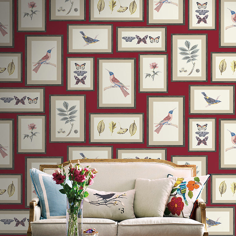 Flower and Bird Wallpaper Photo Frame 20.5"W x 33'L Non-Pasted Water-Resistant Wall Decor