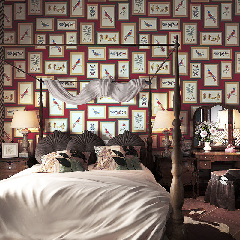 Flower and Bird Wallpaper Photo Frame 20.5"W x 33'L Non-Pasted Water-Resistant Wall Decor