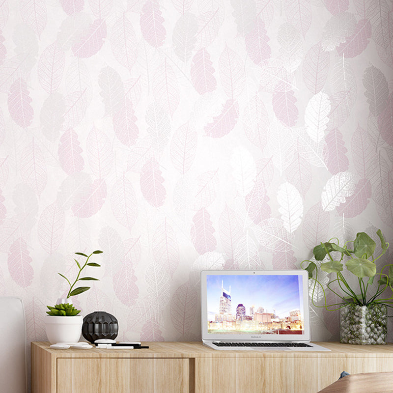 Contemporary Glossed Leaves Wallpaper Abstract Decorative Non-Pasted Wall Covering, 20.5-inch x 31-foot