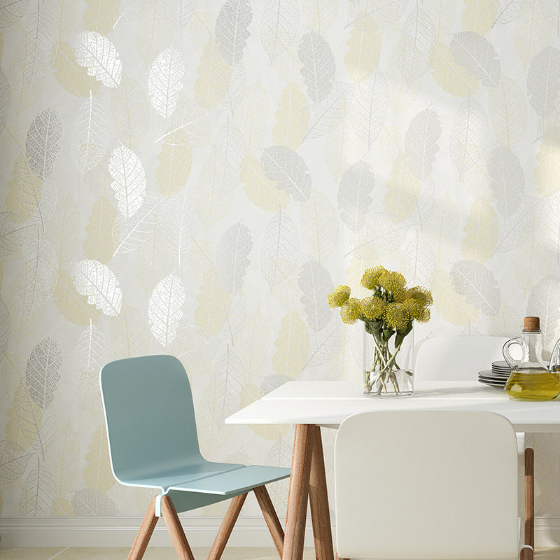Contemporary Glossed Leaves Wallpaper Abstract Decorative Non-Pasted Wall Covering, 20.5-inch x 31-foot