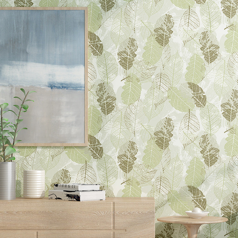 Contemporary Glossed Leaves Wallpaper Abstract Decorative Non-Pasted Wall Covering, 20.5-inch x 31-foot