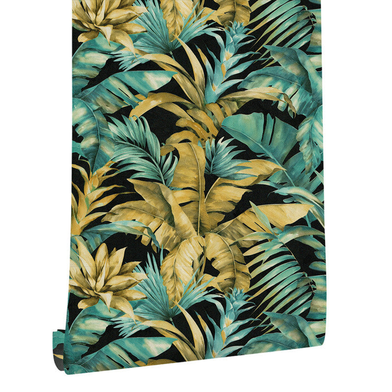 Non-Pasted 20.5-inch x 33-foot Tropical or Sub-Tropical Palm Leaf Wallpaper for Dining Room