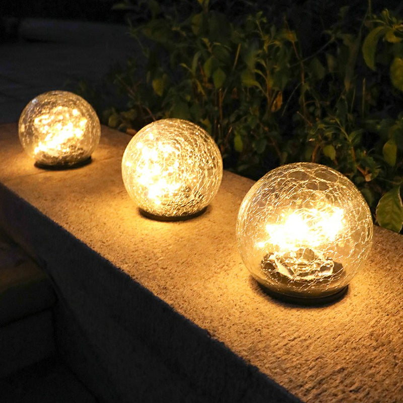 Clear Crackle Glass Buried Light Contemporary Solar LED Underground Lamp for Outdoor