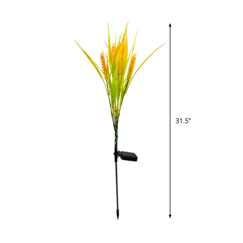 Contemporary LED Ground Lamp Yellow Simulated Ear of Wheat Solar Pathway Light with Fabric Shade, 2 Packs