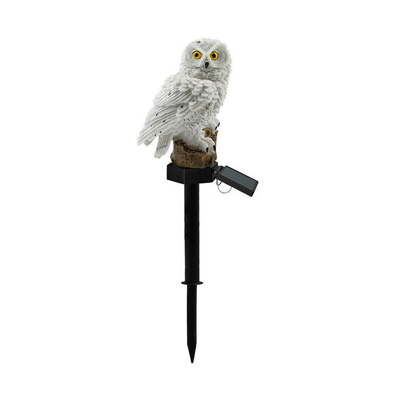 Owl Resin Solar LED Path Light Modern Brown/White LED Ground Plug Lamp for Outdoor Courtyard
