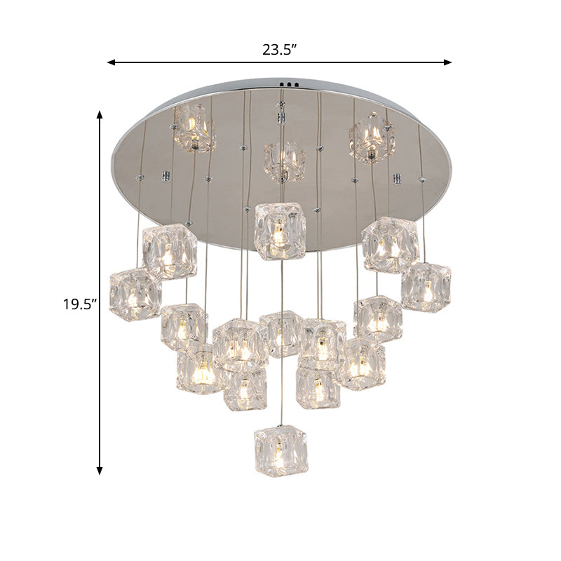 Cube clair Cube Multi-pendentif moderniste 15 lumières Silver LED Plafond Suspension Lampe