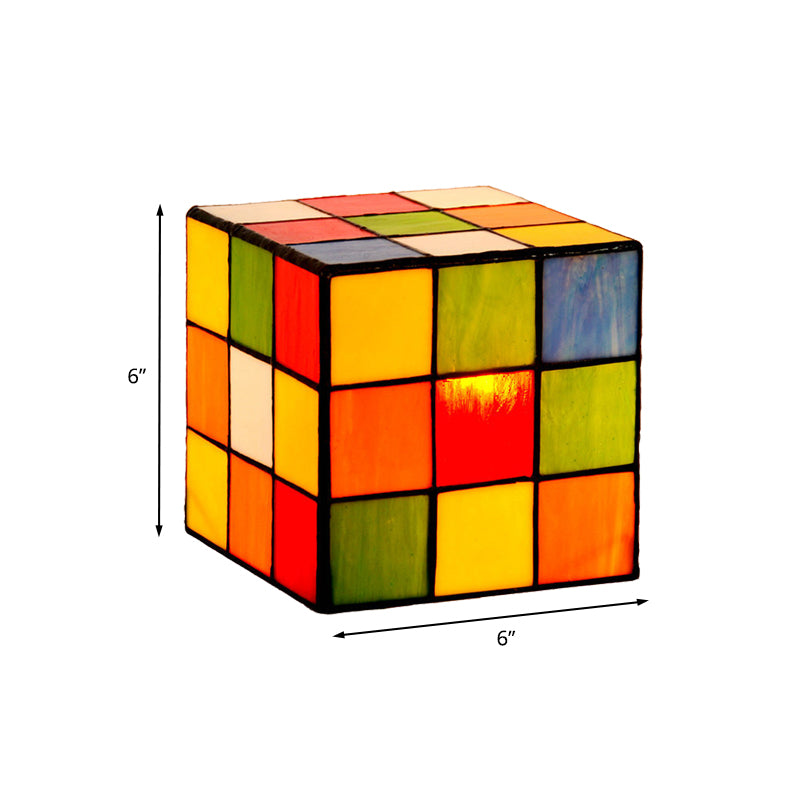 Tweakcube Nachttisch Lampe Barock geschnittenes Glas 1 Kopf rot-gelbblaues Nachtbeleuchtung für Schlafzimmer
