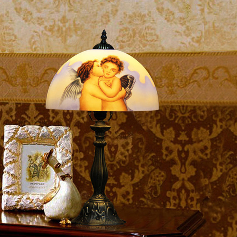 Bol lampe de chevet en verre taché
