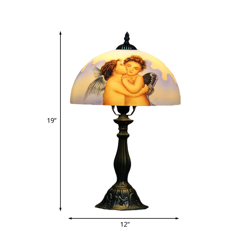 Bol lampe de chevet en verre taché