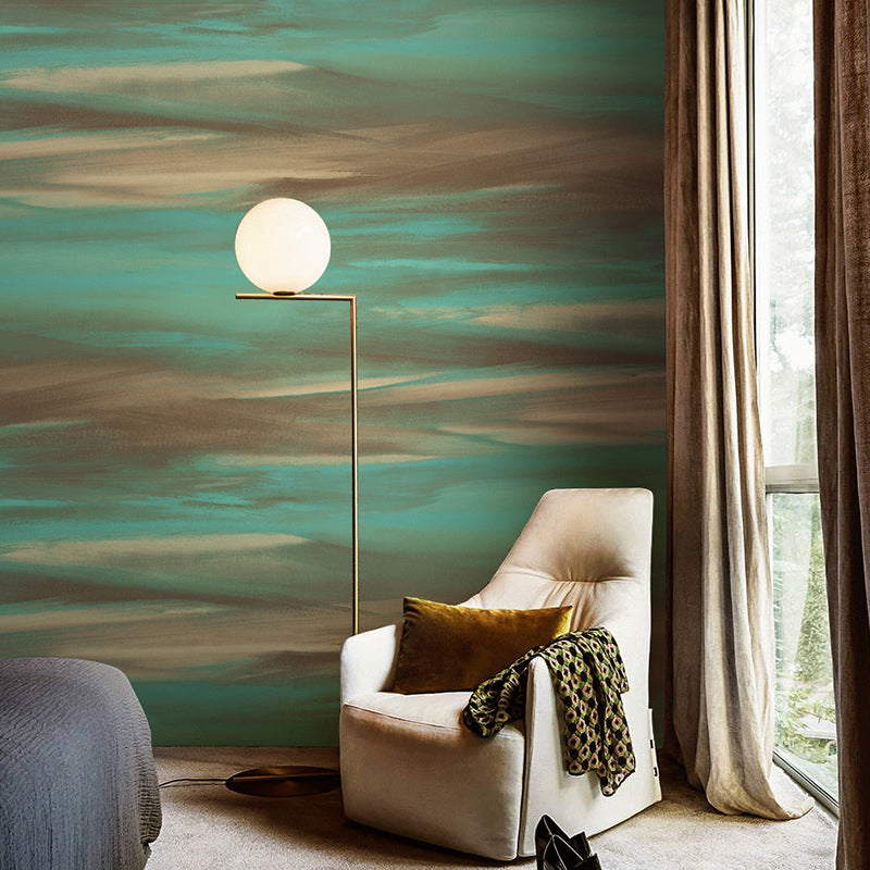 Abstract Watercolor Wallpaper Water-Resistant Non-Pasted Wash Painting PVC Wall Covering, 20.5"W x 33'L