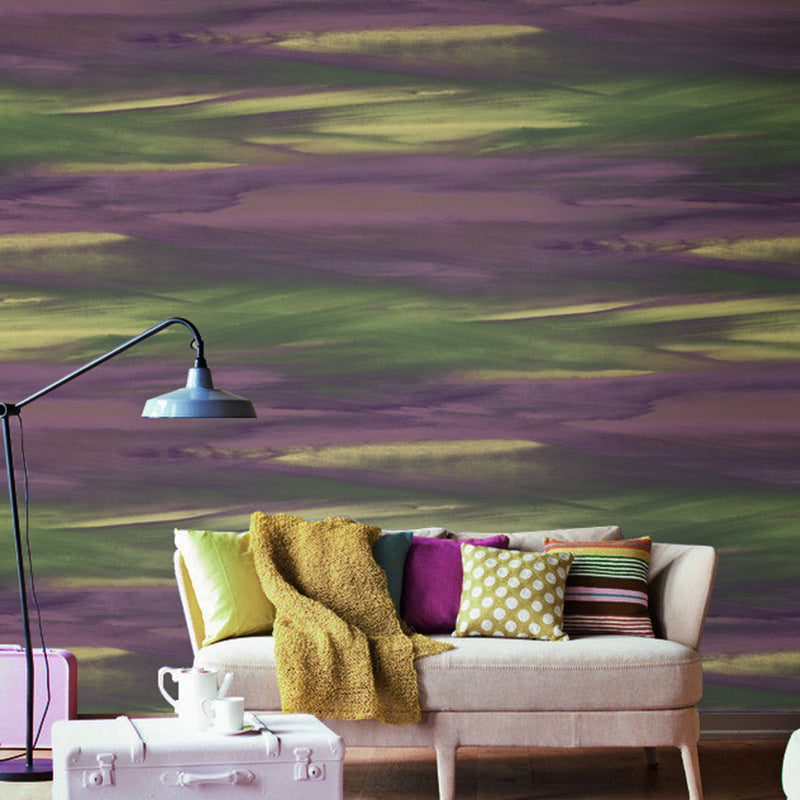 Abstract Watercolor Wallpaper Water-Resistant Non-Pasted Wash Painting PVC Wall Covering, 20.5"W x 33'L