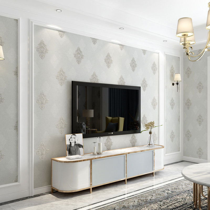 Non-Woven Wallpaper with Damask Design, Neutral Color, 31-foot x 20.5-inch