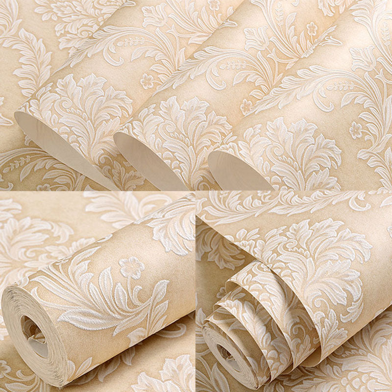 Non-Woven Wallpaper Roll 20.5 in x 31 ft Nostalgic Non-Pasted Wallpaper with 3D Embossed Damasque