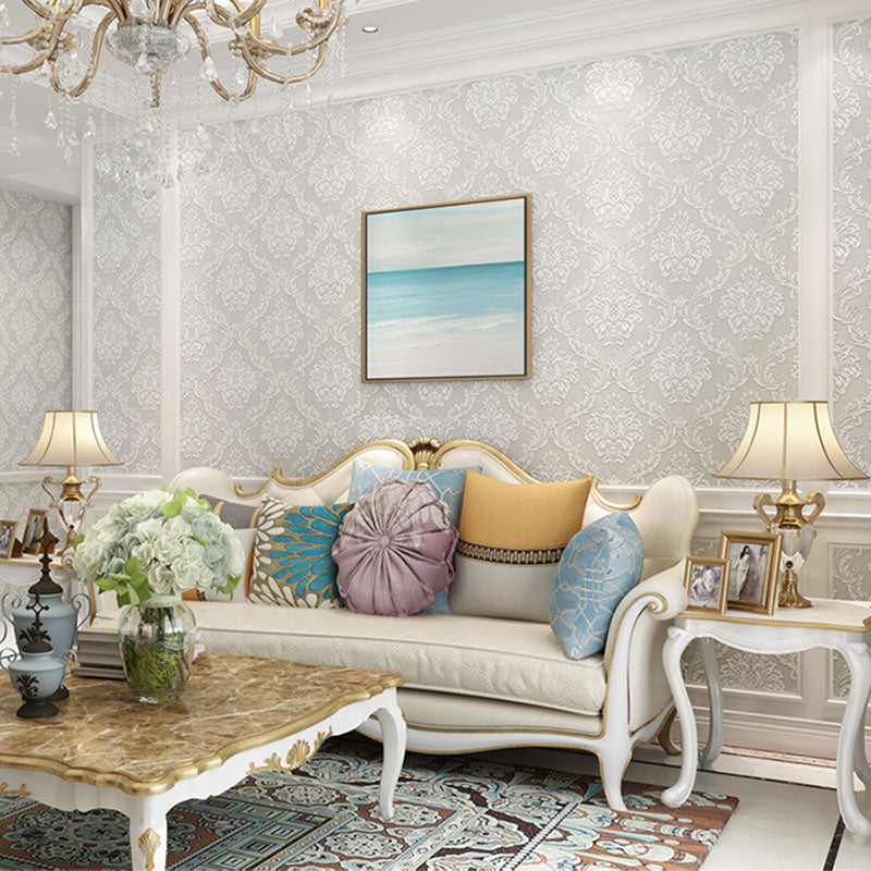 Non-Woven Wallpaper Roll 20.5 in x 31 ft Nostalgic Non-Pasted Wallpaper with 3D Embossed Damasque