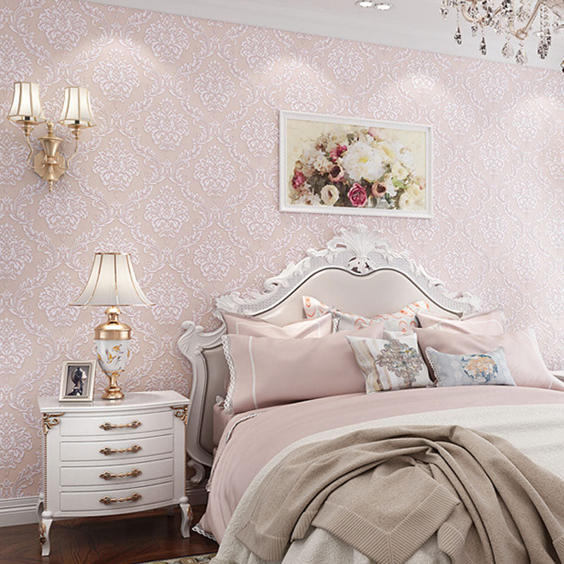 Non-Woven Wallpaper Roll 20.5 in x 31 ft Nostalgic Non-Pasted Wallpaper with 3D Embossed Damasque