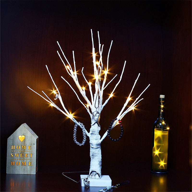 Plastic Birch Desk Lamp Decorative LED White Night Table Lighting for Living Room