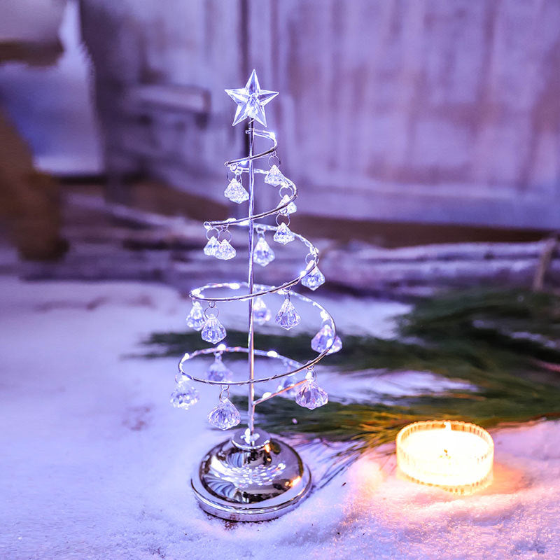 Lampada da tavolo per albero di Natale argento/oro Lampada da comodino moderna a LED in cristallo trasparente K9 per camera da letto