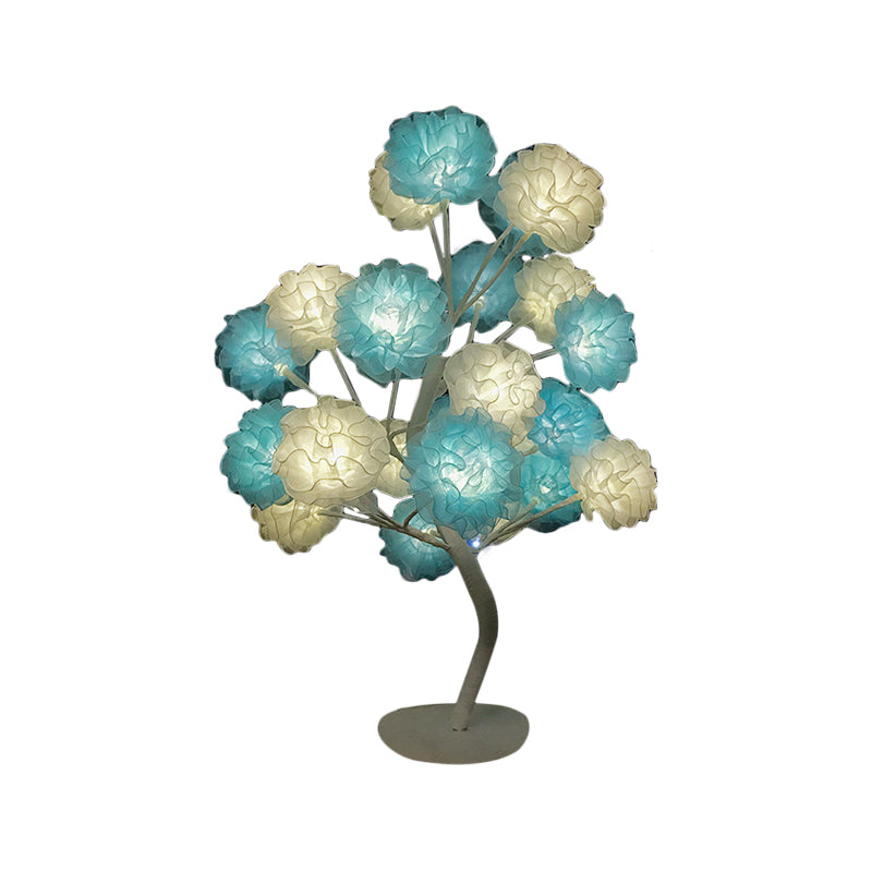 Fabric Floral Night Light Art Deco Led Night -stand Lamp en blanco/rosa/azul con diseño de ramificación para sala de estar