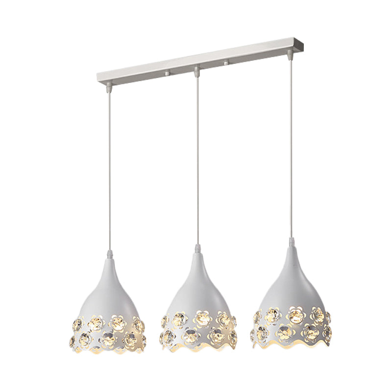 Metal Teardrop Multi Light Pendant Modern 3 LILS LIGHTS SUSPENSION PLAFICE LAMPE BLANC AVEC FLEUR CRISTAL DECO ENDE