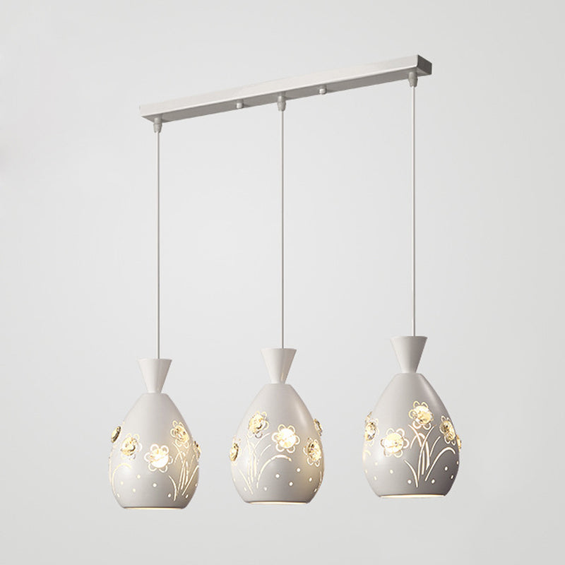 Cono bianco multipli lampada a pendolo in ferro a 3 luci moderne moderne con design floreale tagliato laser