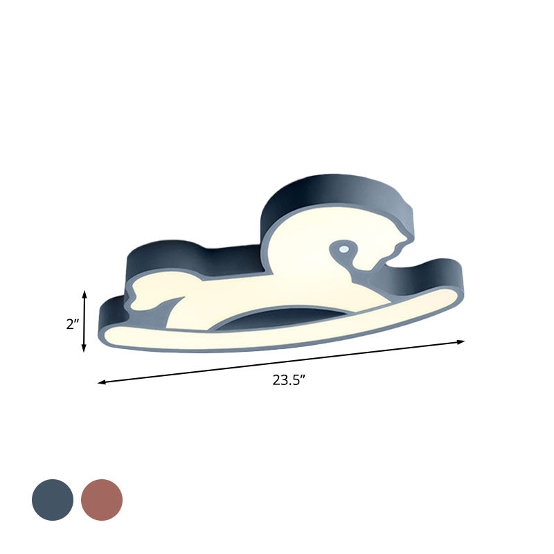 Lampada da incasso a soffitto a forma di cavallo in acrilico nordico rosa/blu a LED per la cameretta dei bambini