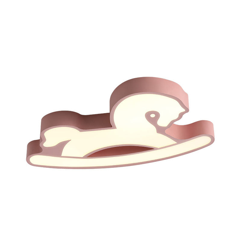 Lampada da incasso a soffitto a forma di cavallo in acrilico nordico rosa/blu a LED per la cameretta dei bambini