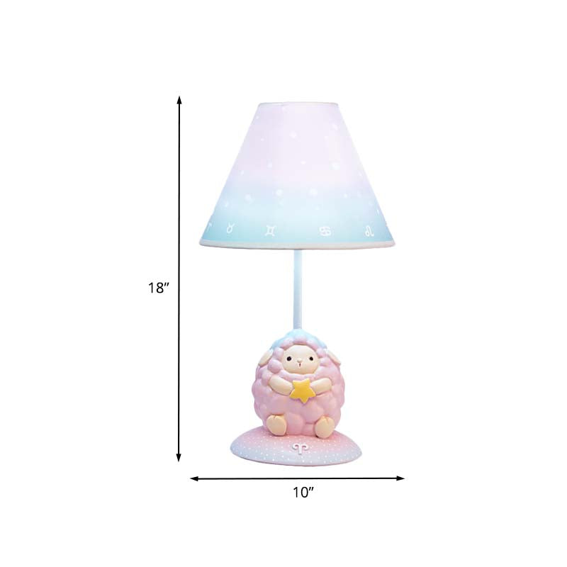 Pink Constellation Nachttisch Leuchtkarikatur 1 Glühharz -Nachttisch -Lampe mit Kegelstoffschatten