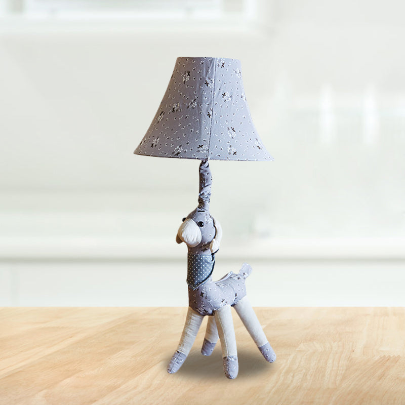 Fabric Alpaca Night Light Cartoon 1 Bulb Grey/Blue Desk Lamp with Bell Shade for Living Room