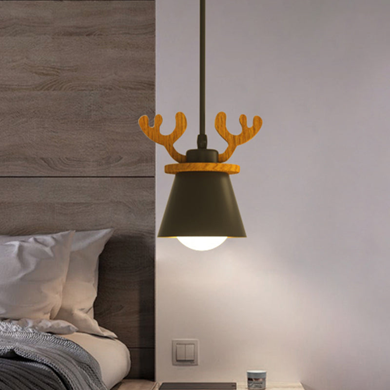 Accantinatore a sospensione con soffitto di corna 1 maculare 1 lampadina di illuminazione sospesa nera con/senza ombra
